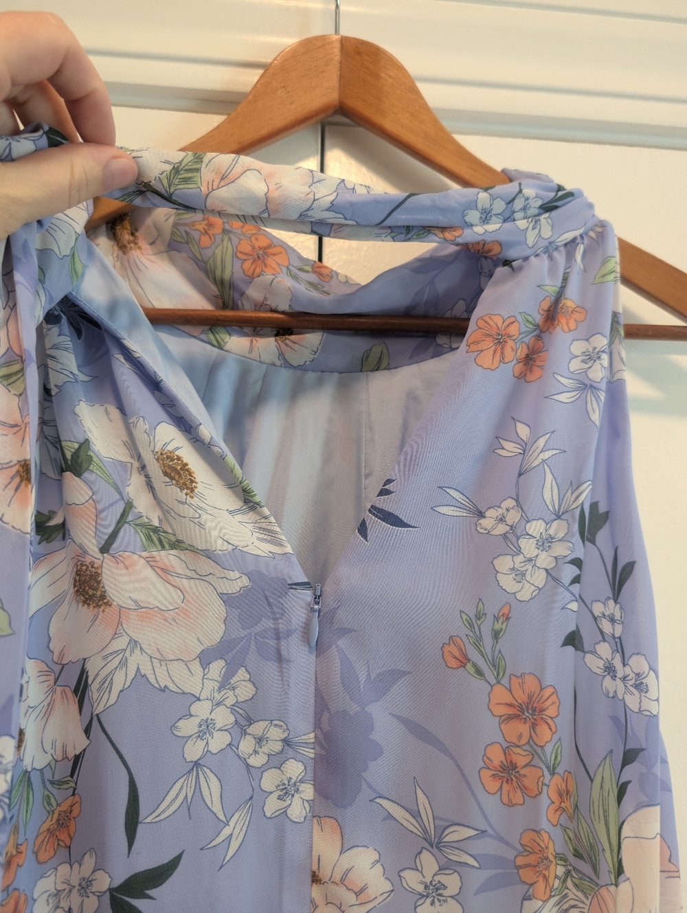 Eliza J Floral Maxi Lavender Floral Fit & Flare Halter Chiffon Dress Size 14 - Picture 9 of 12
